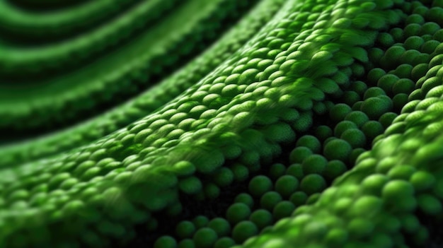 A close up of green peas in a pattern