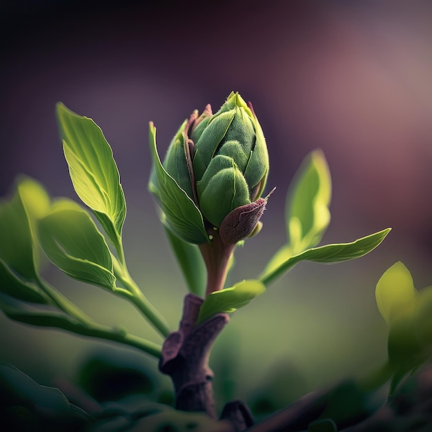 A close up of a green plant with leaves generative AI