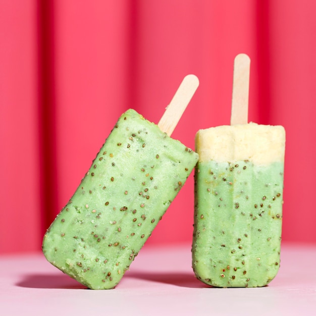 Close-up green popsicles