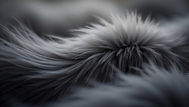 Photo a close up of a grey and white fur hat