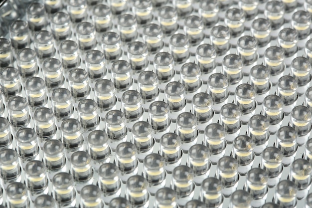 Close up on a grid of an LED array