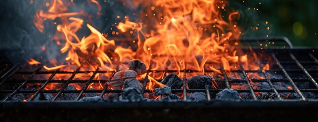 Close Up of Grill With Flames