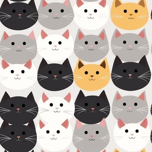 A close up of a group of cats with different colors generative ai