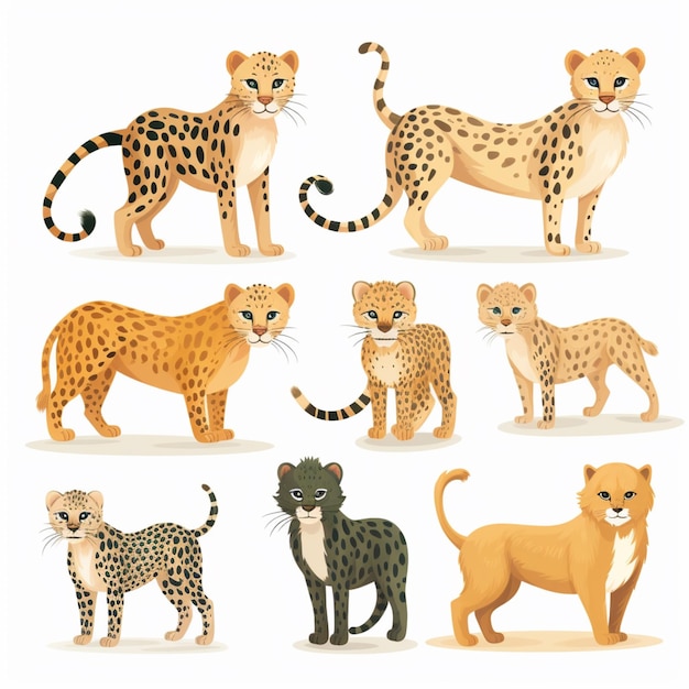 a close up of a group of different animals on a white background generative ai