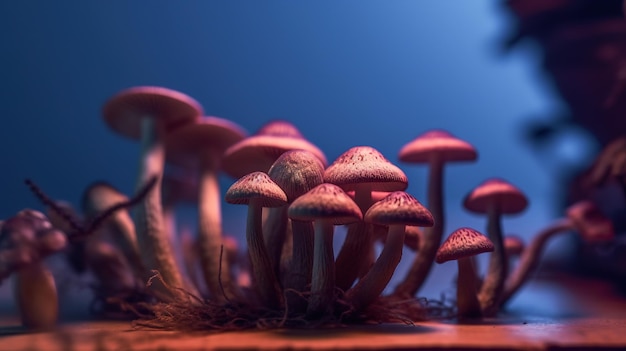 A close up of a group of mushrooms