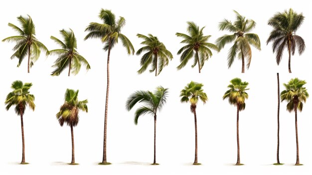 a close up of a group of palm trees on a white background generative ai