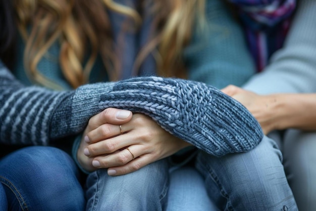 Photo close up group therapy session with hands