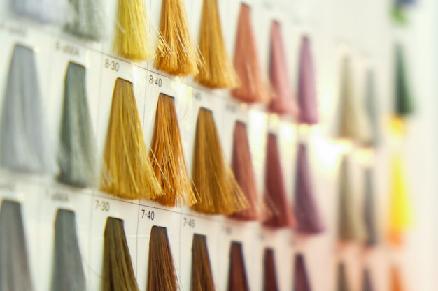 Close up the hair color swatches