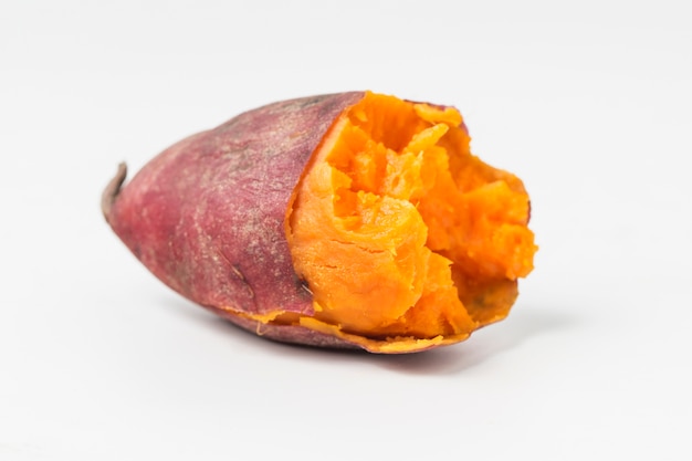 Close-up of half sweet potato