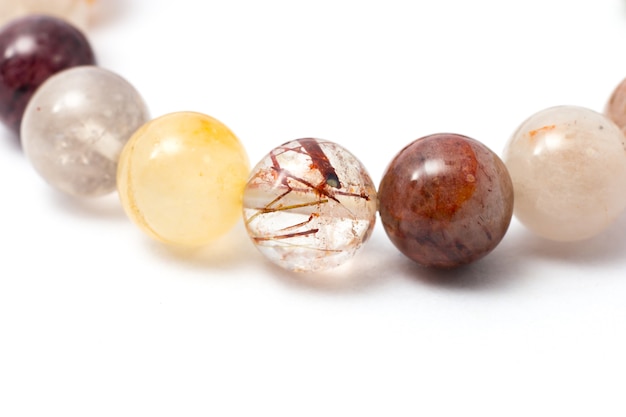 Photo close up of handmade moonstone, color stone, stone bead created bracelet