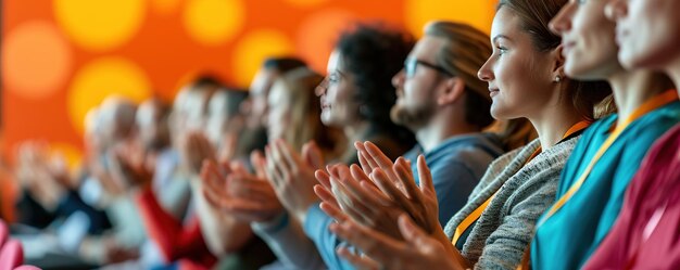 Close up of hands applauding at an event