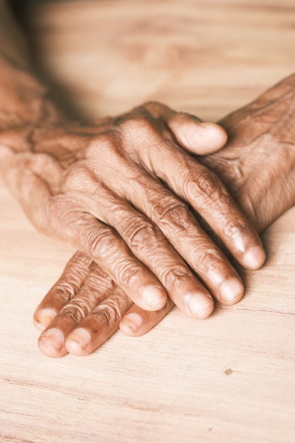 Close up of hands of a elderly person