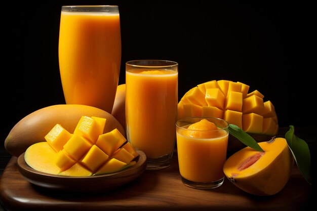 Close up hands young woman holding fresh mango on grey isolated background