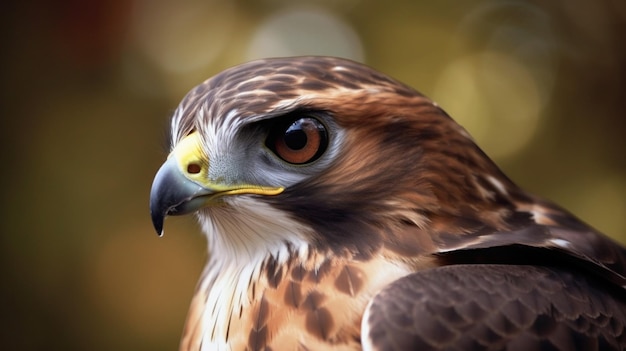 A close up of a hawk's head