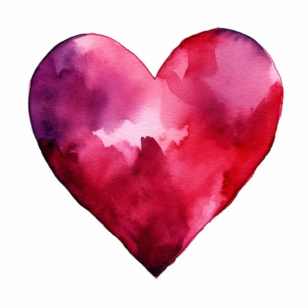 a close up of a heart painted with watercolors on a white background generative ai