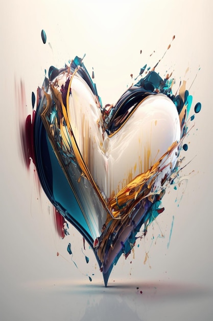 Close up of heart shaped object with paint splatters on it generative ai