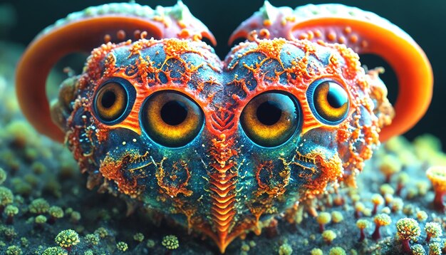 Photo a close up of a heart shaped sea slug on a coral reef