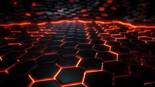 A close up of a hexagon with red lightsgenerative ai