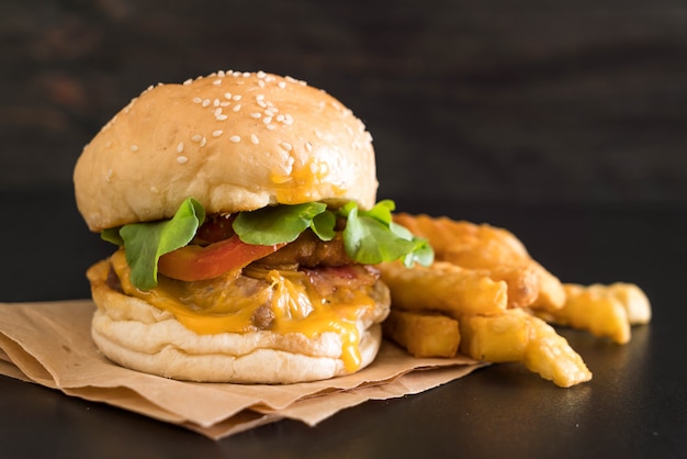 Close-up of home made fresh tasty burger 