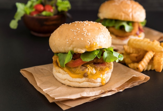 Close-up of home made fresh tasty burger 