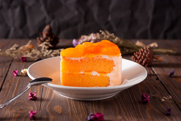 Close-up of homemade orange cake