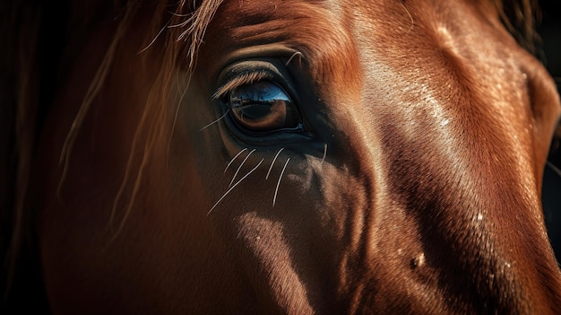 A close up of a horse's eye with a dark brown spot on the eye.