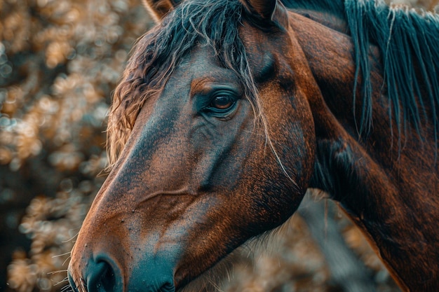 Close up horses in nature