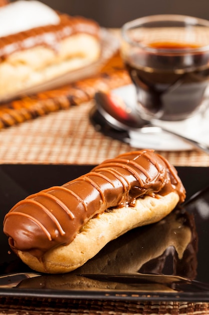 Close-up of hot dog on table