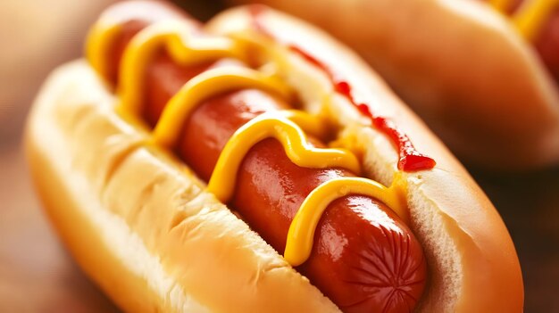 Photo a close up of a hot dog with mustard on it