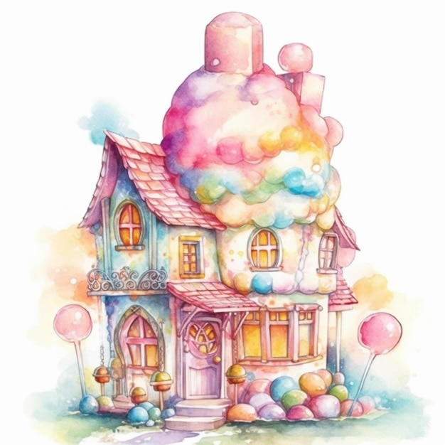 A close up of a house with a lot of balloons on the roof generative ai