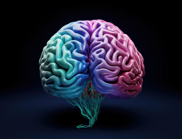 Close up of human brain showing neurons firing and neural extensions limbic system Mammillary pituitary gland amygdala thalamus cingulate gyrus corpus callosum hypothalamus Generative AI