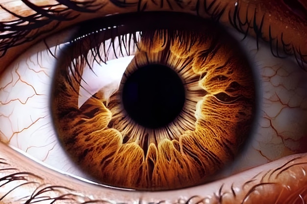 Close up of human eye with iris Computer generated illustration