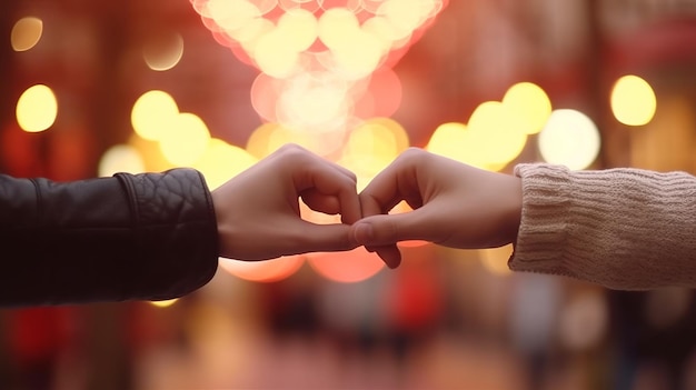 Close up of human hands holding hands against red background with vignette