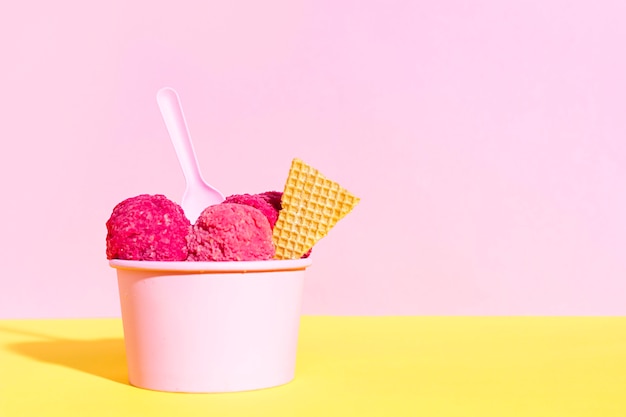 Close-up ice cream in a bowl