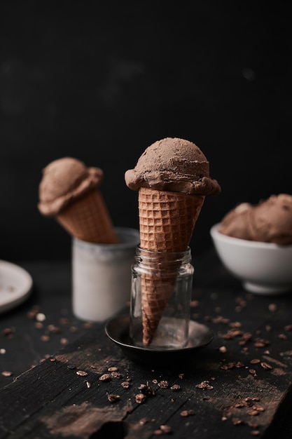 Close-up of ice cream on table