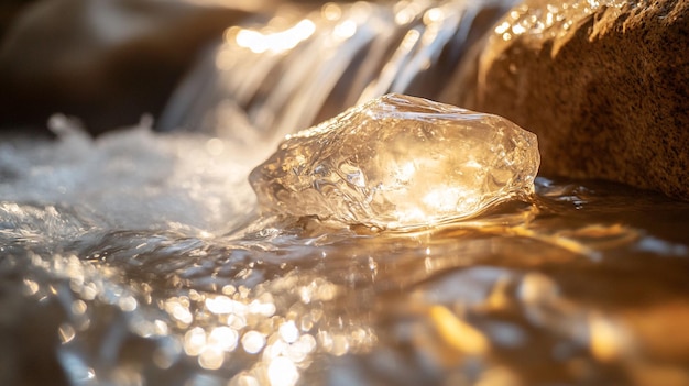 Photo a close up of ice cubes and ice in a bowl