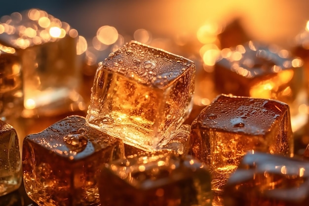 Close up of ice cubes