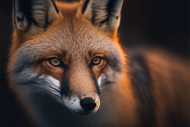 Close up Illustration of a beautiful red fox