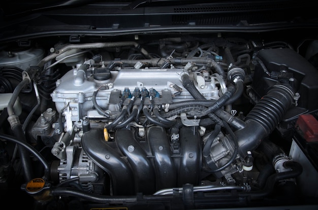 Close up image of car engine