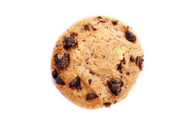 Close-up image of chocolate chips cookies. Chocolate chip cookies isolated on white background.