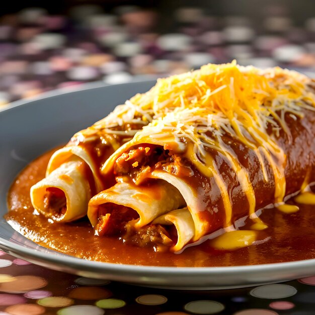 close up image of delicious Mexican food enchiladas Background Image