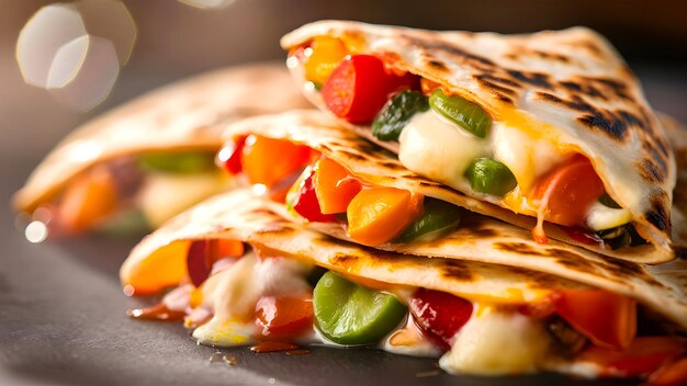 close up image of delicious Mexican food quesadillas Background Image