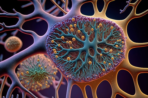 A close-up image of a developing human organism, showing the intricate network of cells and tissues