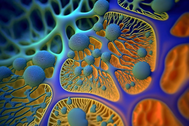 A close-up image of a developing human organism, showing the intricate network of cells and tissues