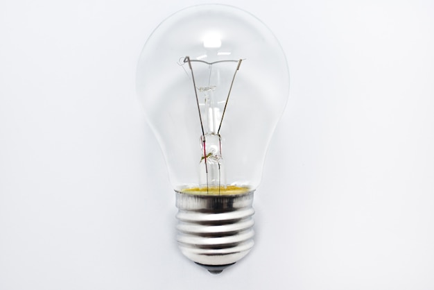 Close up on incandescent bulb isolated