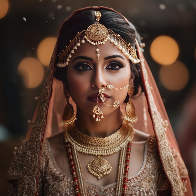 Close up of indian bride image generative AI