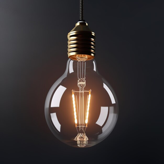 a close up of an isolated light bulb on dark backround