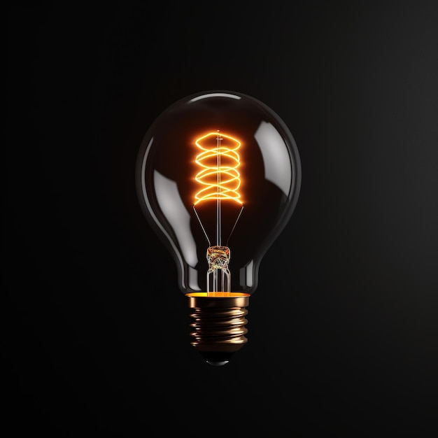 a close up of an isolated light bulb on dark backround