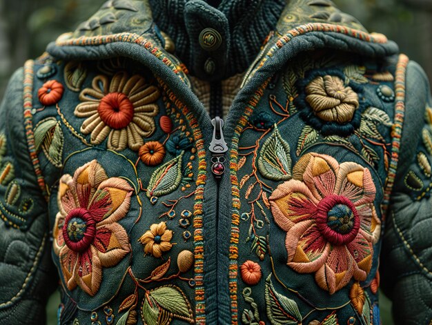 Photo a close up of a jacket with flowers and a tag that says  spring