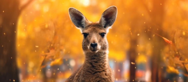 close up kangaroo with tree background